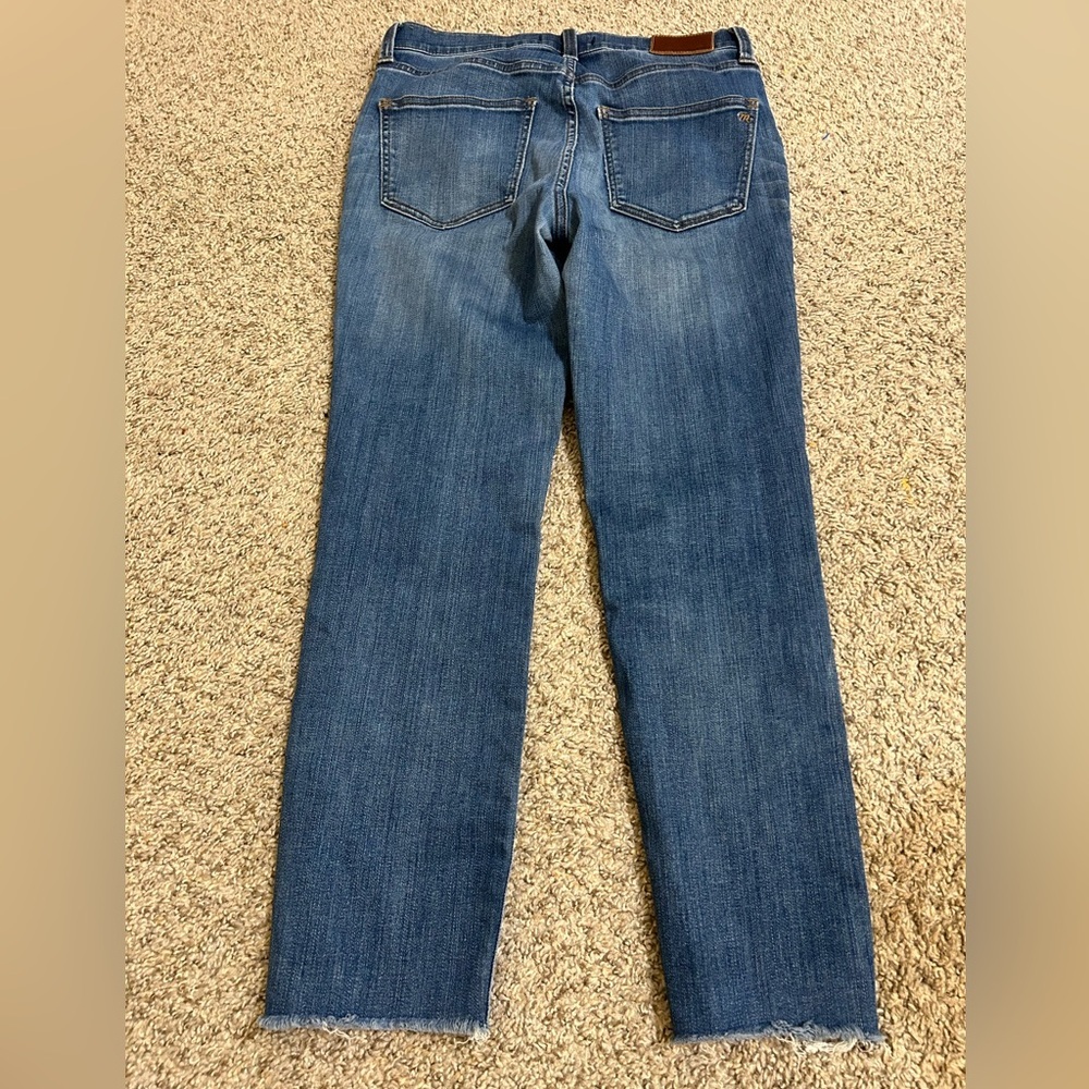 Madewell Distressed Medium Blue High Riser Skinny Jeans Cotton Size 28 Preppy - Picture 9 of 11